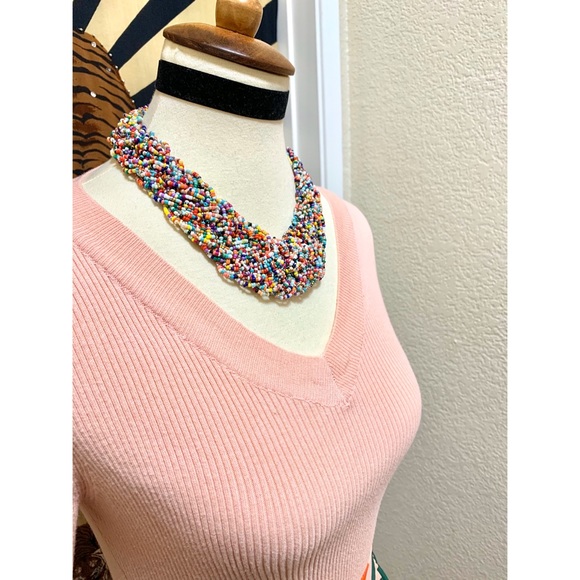 π Stylish colorful seed bead art necklace - Picture 2 of 5